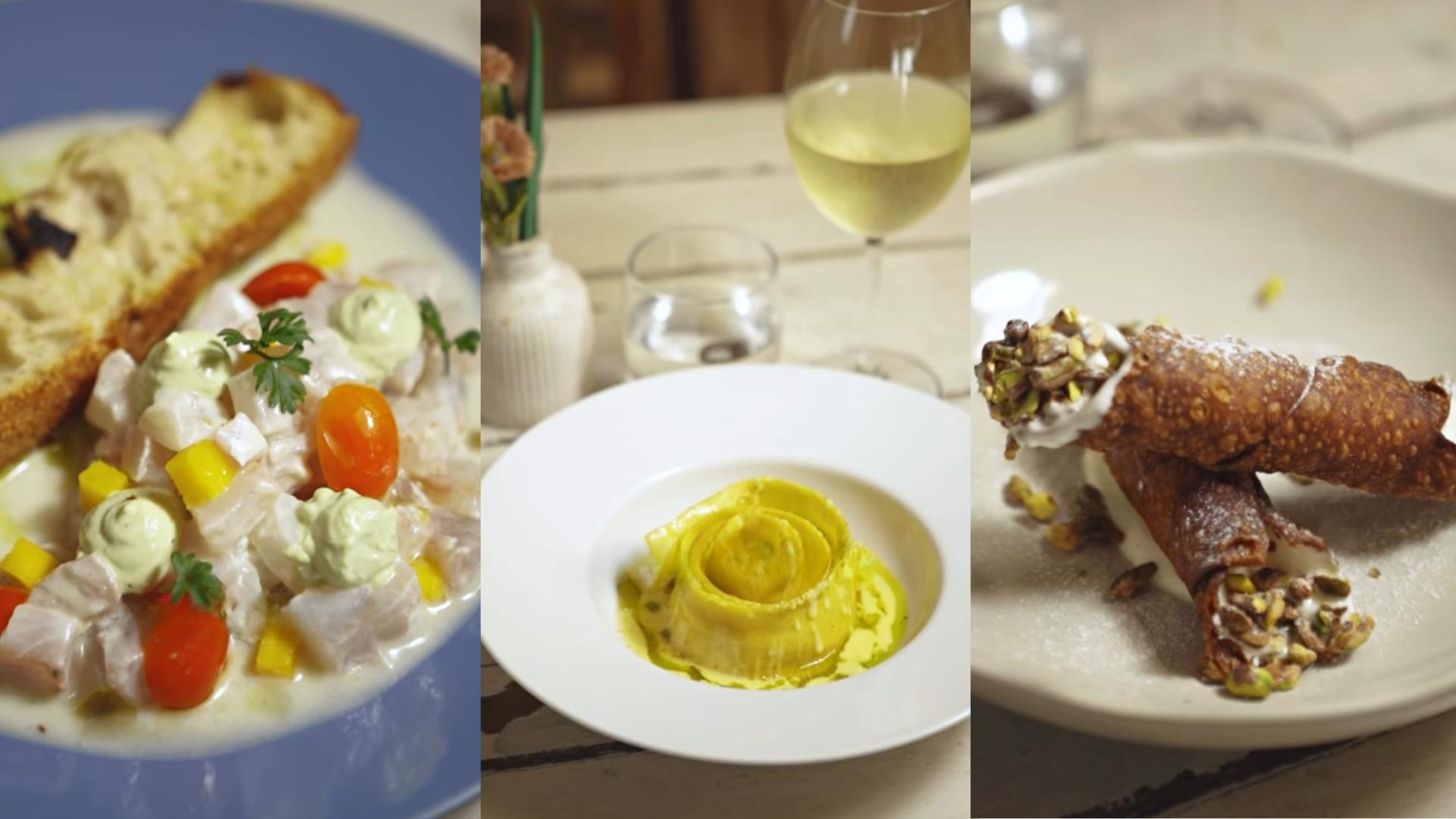 Cappi Forneria serve raviolo de camarão e cannoli de pistache no Sabores de Itajaí, no Centro