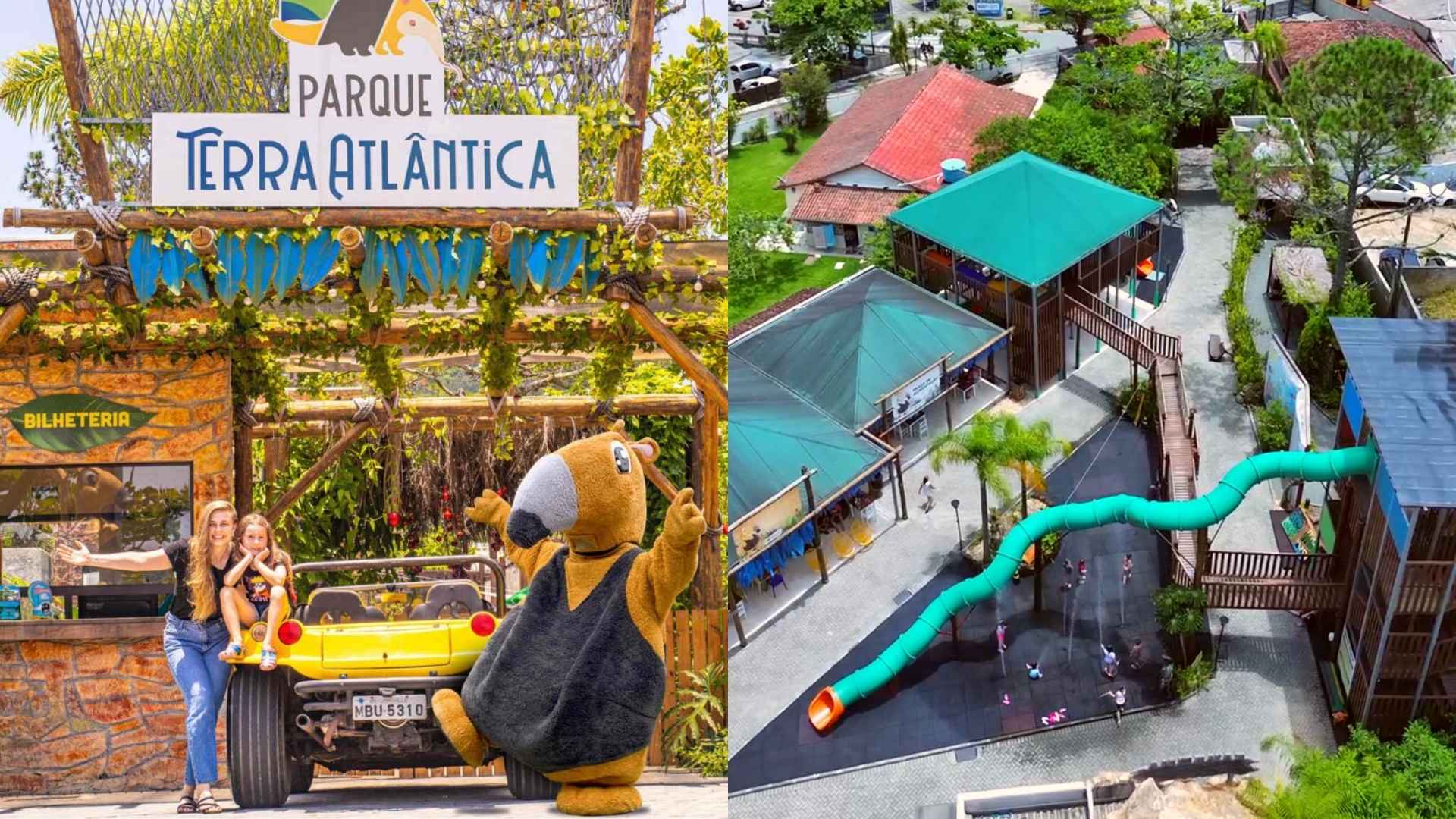 Escorregadores de 10m, cavernas e mini tirolesas ao ar livre no Terra Atlântica, em Penha
