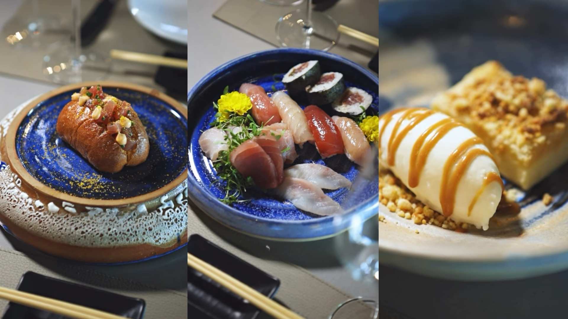 Zephyr monta seleção de peixes do litoral em sashimis e sushis no Sabores de Itajaí, na Marina